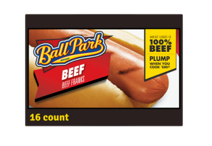 Ball Park Beef Hot Dogs, 30 oz, 16 Count
