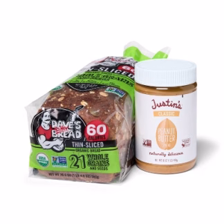 Justin's 16oz Classic Peanut Butter + Dave's Killer Bread 20.5oz Organic 21 Whole Grains and Seeds Bread