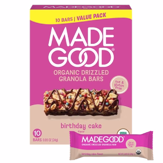 MadeGood Chocolate Drizzled Birthday Cake Flavor Granola Bars Family Pack - 8.5oz/10ct