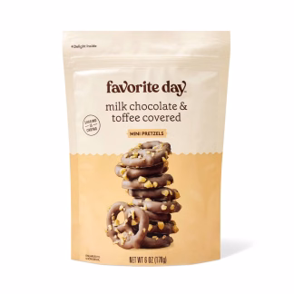 Milk Chocolate and Toffee Covered Mini Pretzels - 6oz - Favorite Day™